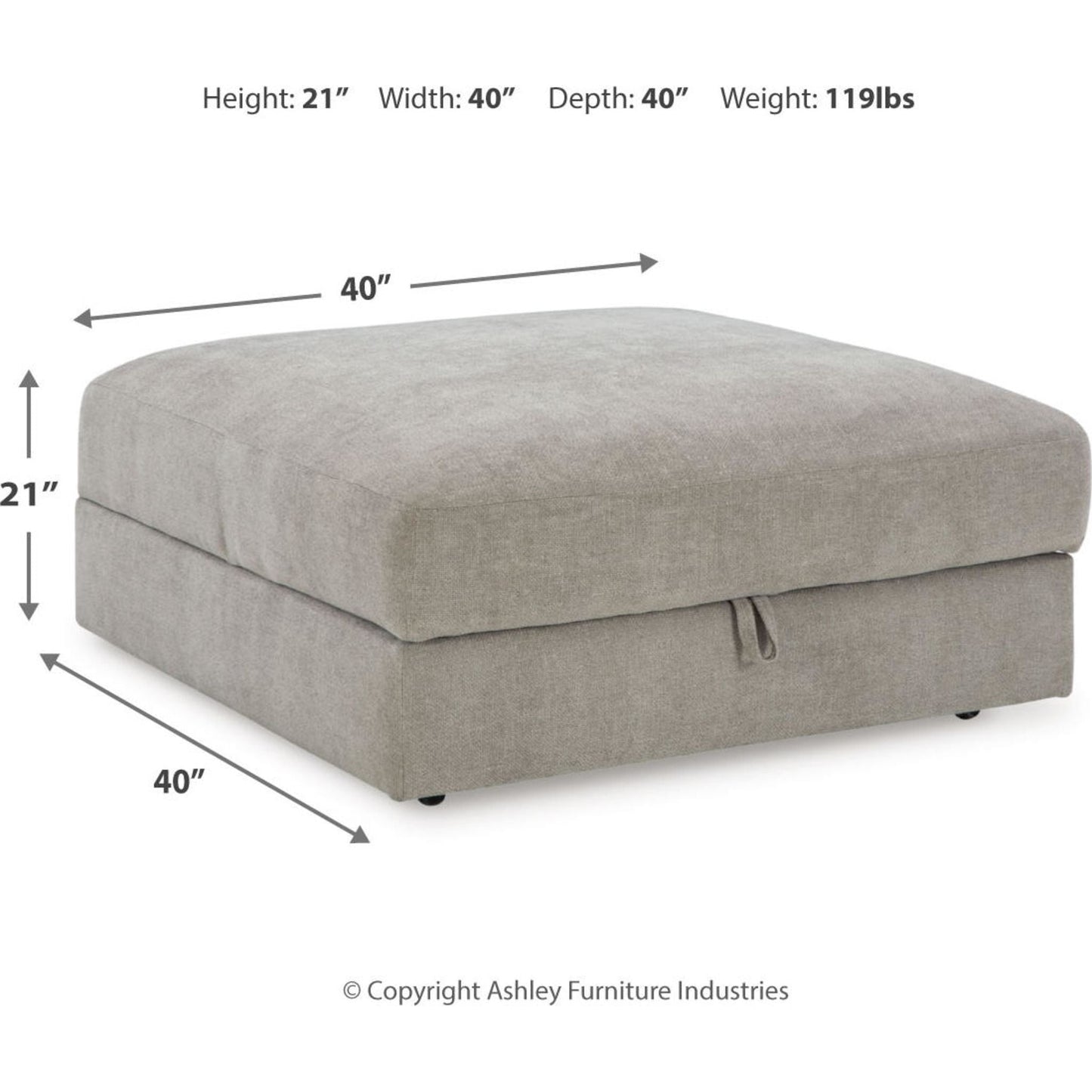Aslan Court Storage Ottoman - Flax
