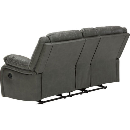 Calderwell Reclining Loveseat with Console - Gray