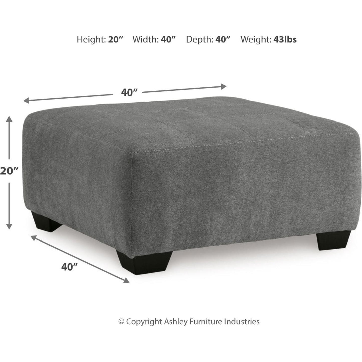 Birkdale Court Oversized Accent Ottoman - Gray