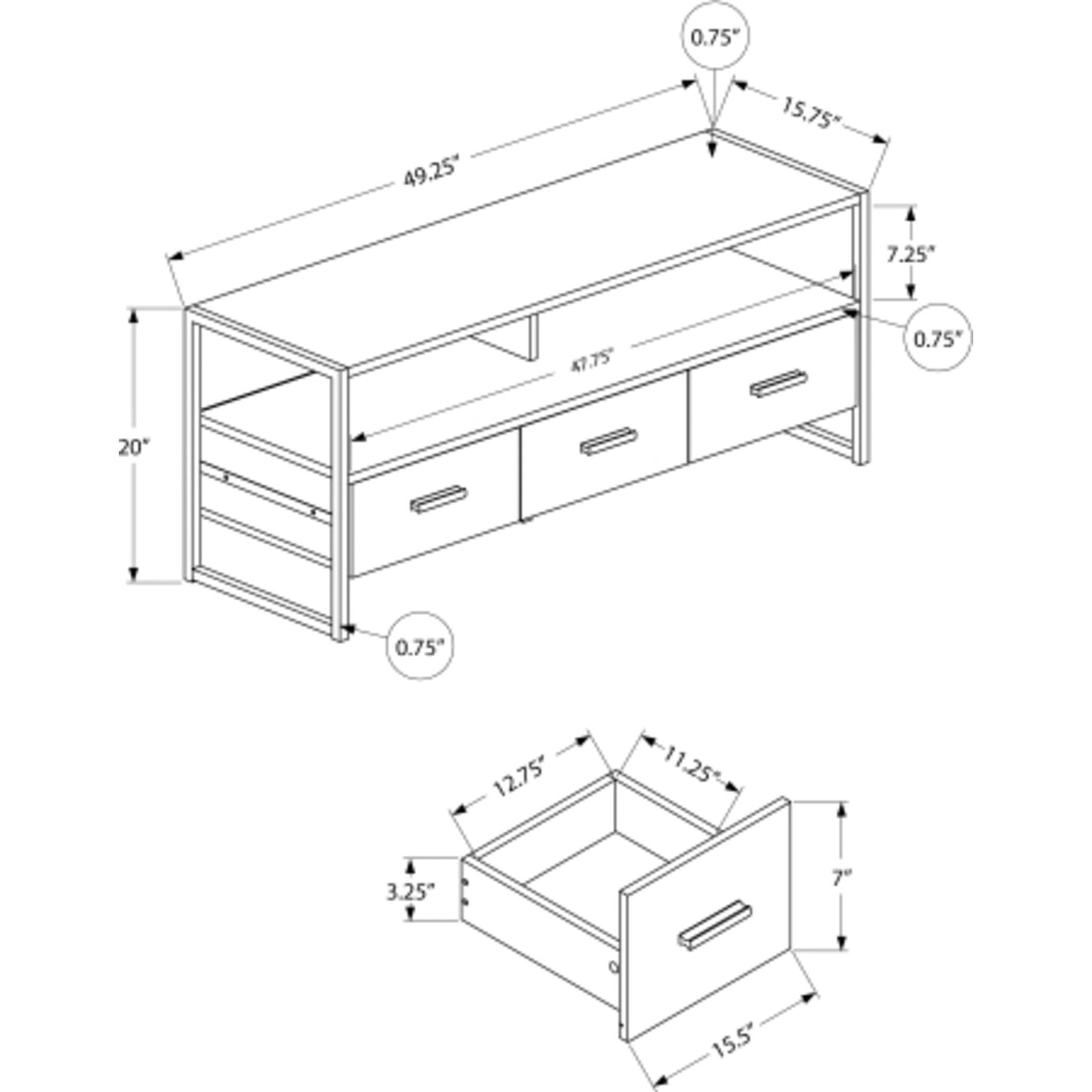 48 TV Stand - Dark Taupe
