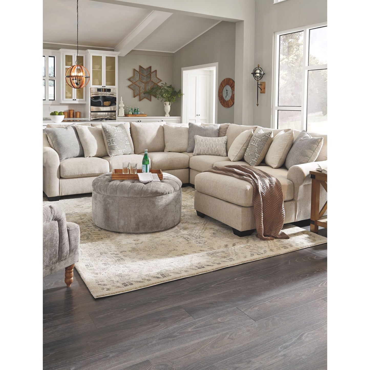 Carnaby Oversized Accent Ottoman - Linen
