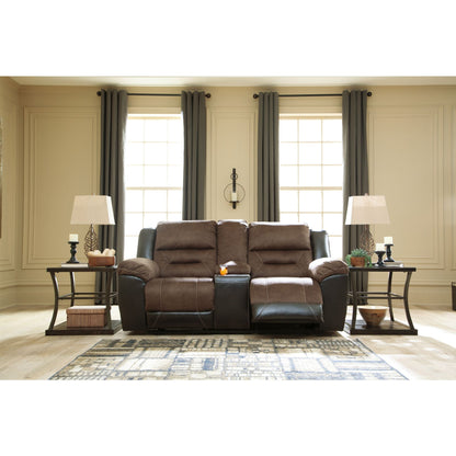Earhart Reclining Loveseat with Console - Chestnut