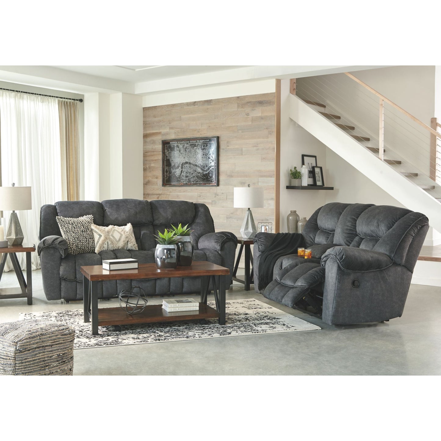 Capehorn Reclining Loveseat with Console - Granite