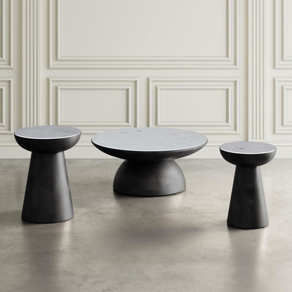 Circularity End Table - White and Gunmetal