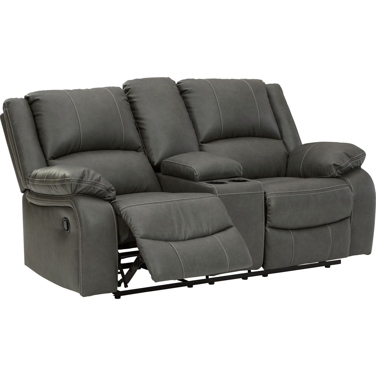 Calderwell Reclining Loveseat with Console - Gray