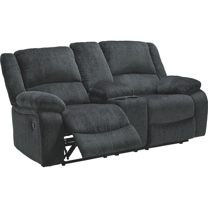 Draycoll Reclining Loveseat with Console - Slate