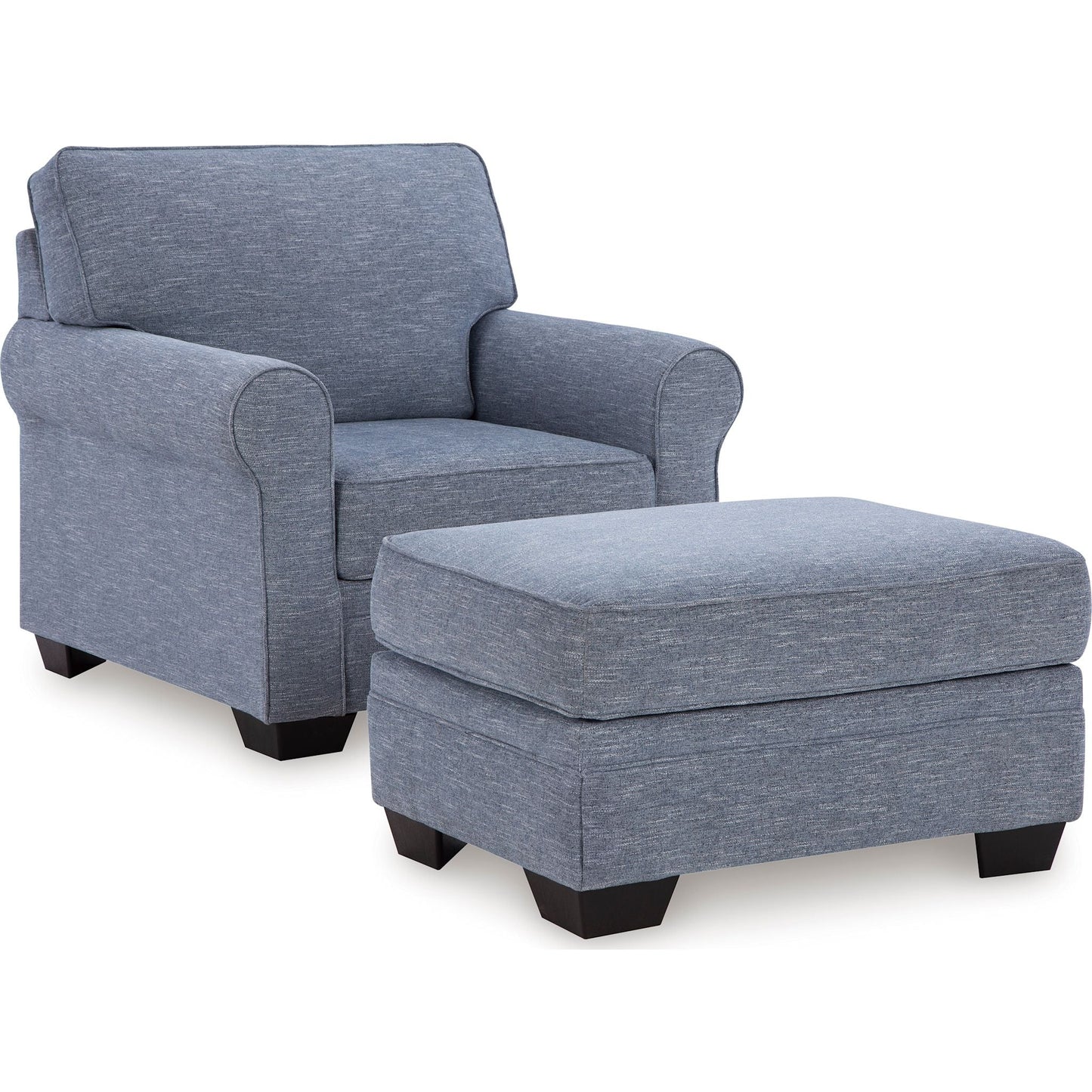Carissa Manor Ottoman - Denim