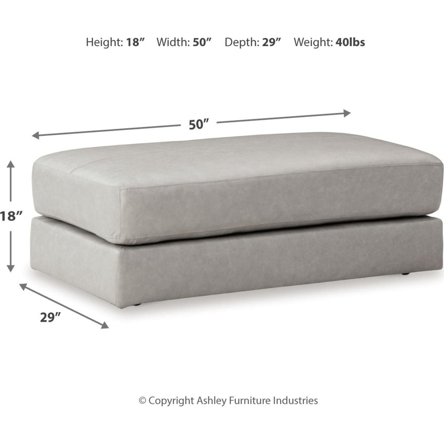 Amiata Oversized Accent Ottoman - Glacier