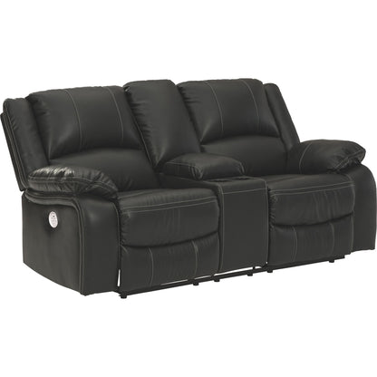 Calderwell Power Reclining Loveseat with Console - Black