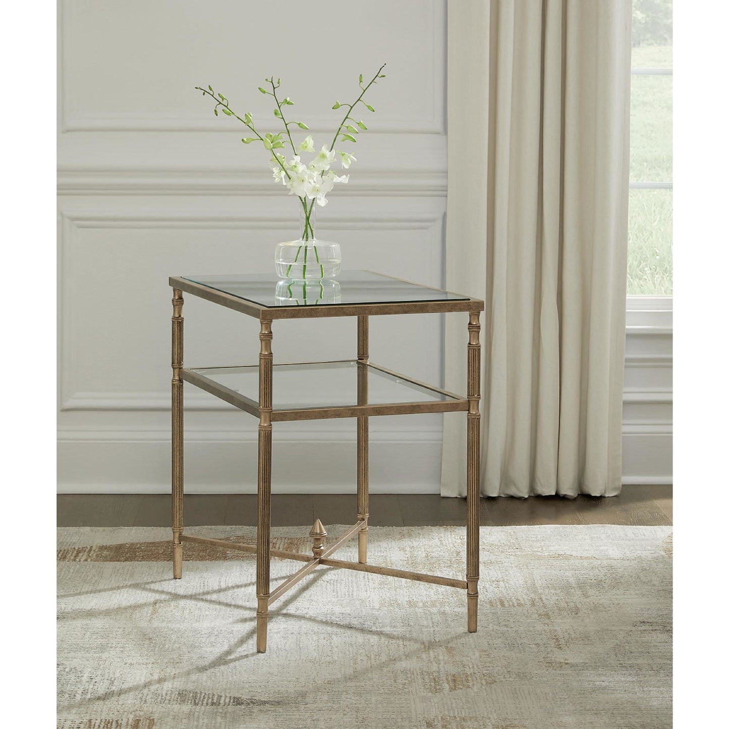 Cloverty End Table - Aged Gold Finish