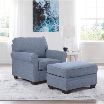 Carissa Manor Ottoman - Denim