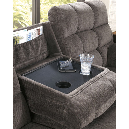 Acieona Dual Reclining Sofa w/Drop Table - Slate