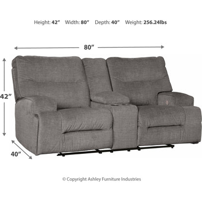 Coombs Power Reclining Loveseat with Console - Charcoal