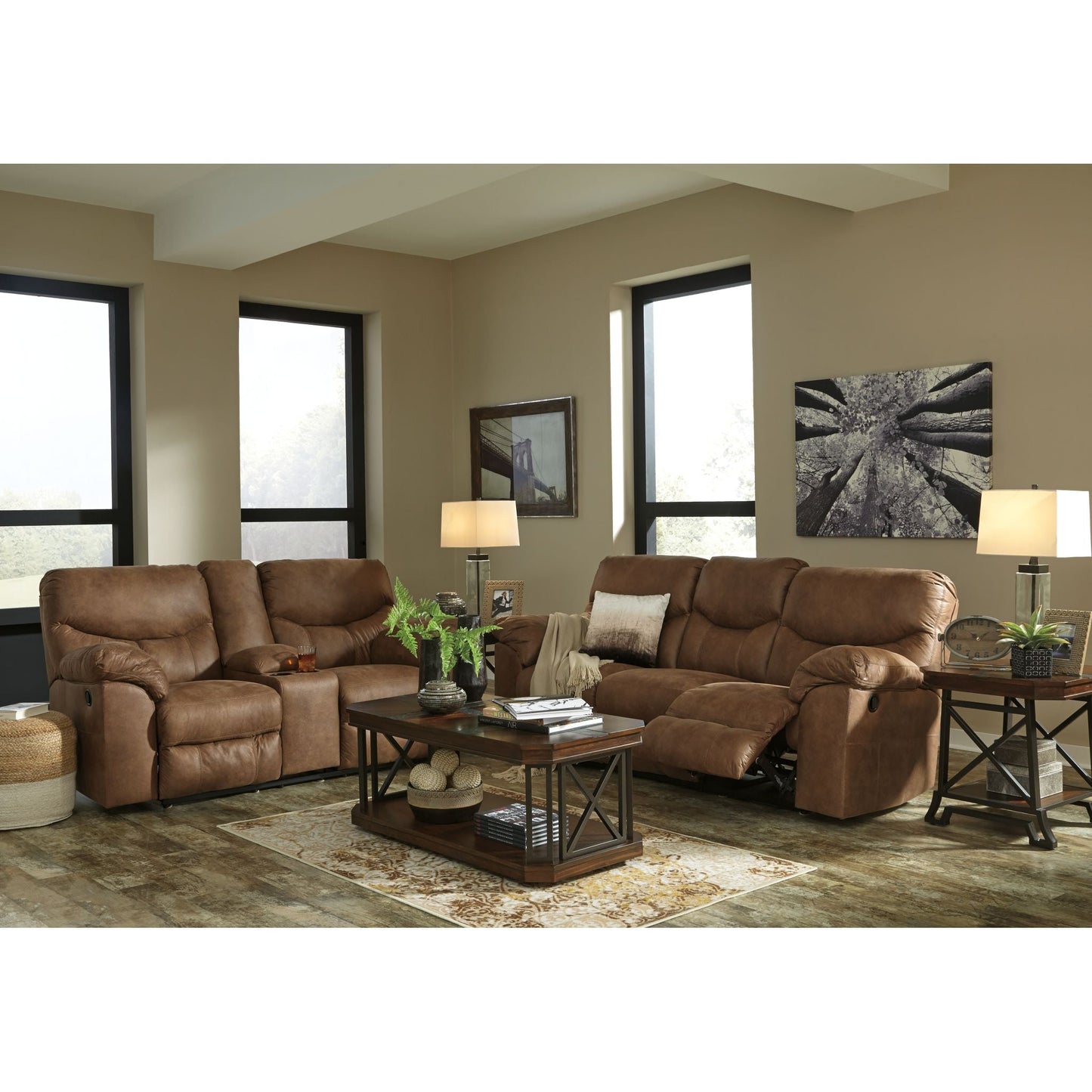 Boxberg Reclining Loveseat with Console - Bark