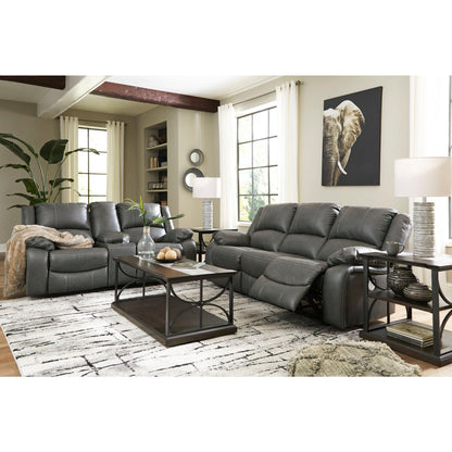 Calderwell Power Reclining Loveseat with Console - Gray
