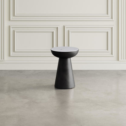 Circularity Chairside End Table - White and Gunmetal