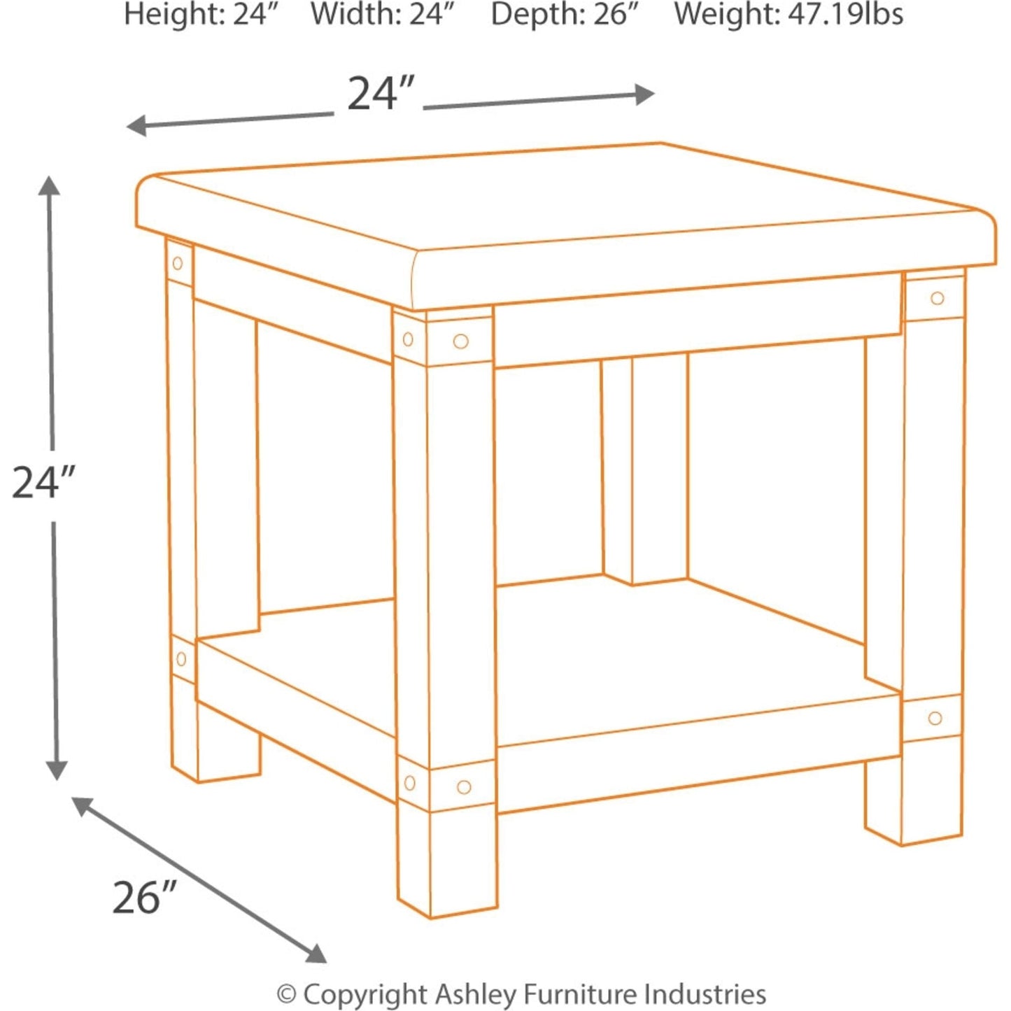 Carynhurst End Table - White Wash Gray