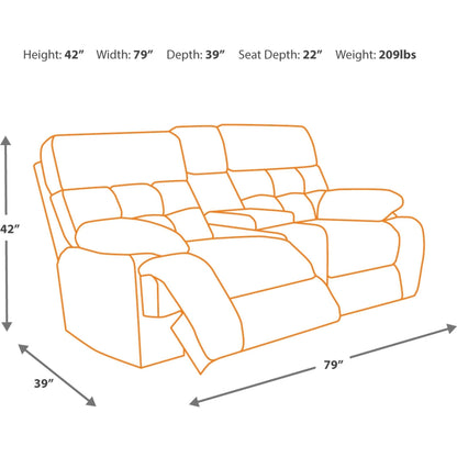 Acieona Reclining Loveseat w/Console - Slate