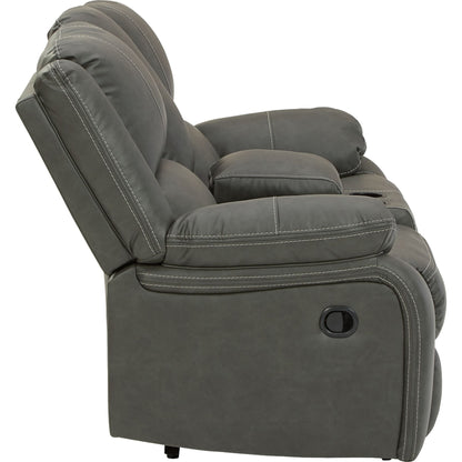 Calderwell Reclining Loveseat with Console - Gray