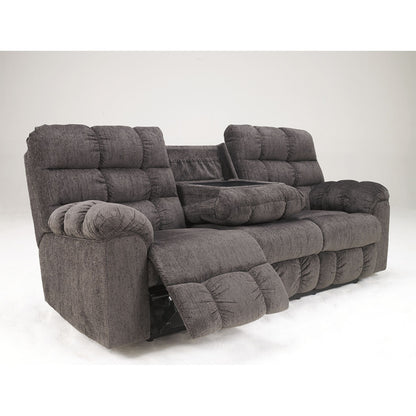Acieona Dual Reclining Sofa w/Drop Table - Slate