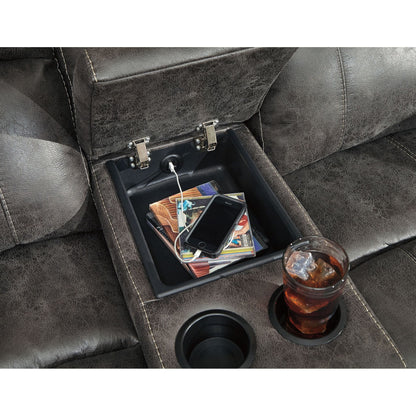 Dunwell Power Reclining Loveseat with Console - Steel